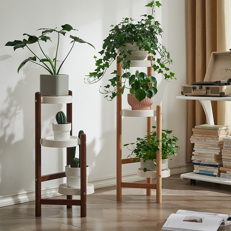 多肉花架子实木转角多层花盆x架室内客厅电视柜旁阳台收纳置物架