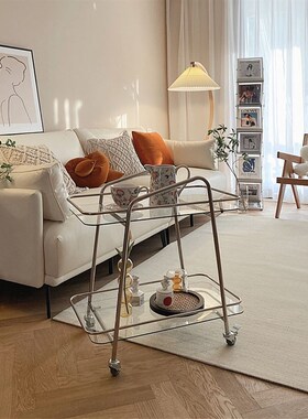 轻奢小推车置f物架家用零食收纳移动边几酒店商用酒水车不锈钢餐