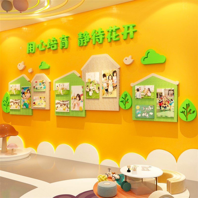 毛毡墙贴幼儿园家园共p育联系栏成品环创装饰主题公告栏宣传文化