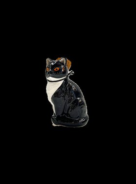 鹿槐行小物 陶瓷桌面小摆件笔筒花E器可爱小猫黑猩猩形状居家用品