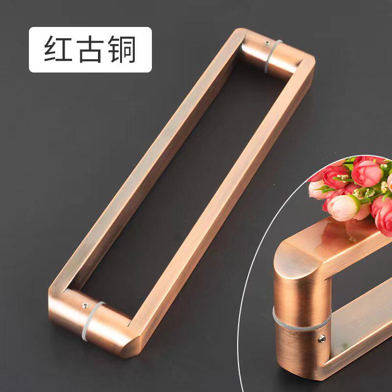 新款安全防撞古铜l拉手青古铜红古木门别墅门铜门玻璃门不锈钢把