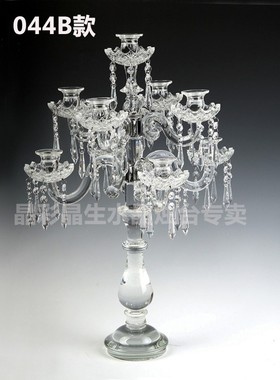 欧式新款枝形g晶彩晶生044A款九头婚庆水晶蜡烛台摆件时尚浪漫潮