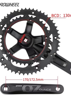 proweel浩盟折叠车公路自t行车方孔曲柄牙盘53/39齿18/20S变速双
