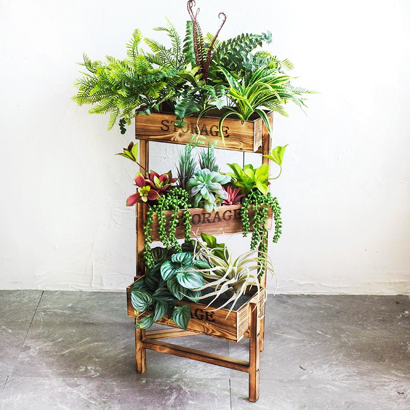 实木阳台折叠花架庭院装饰摆件植物角架子创意家居橱W窗摆设放户