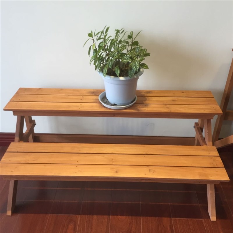 实木网片式花架 室内花园阳台双层三层置物架Q 展示架 小货架