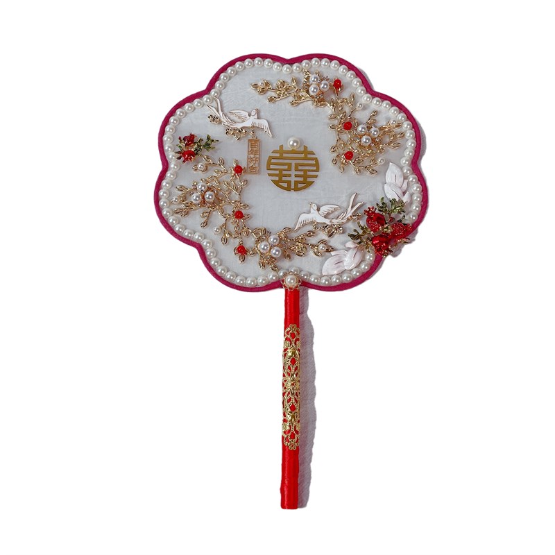 中式喜扇古典新娘婚礼团扇结婚出嫁秀禾服I手捧花扇子DIY成品材料