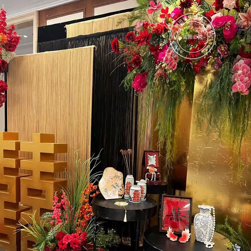 20新款多层婚礼垂直线帘订婚宴布置浪漫氛围感舞台背景婚庆线帘