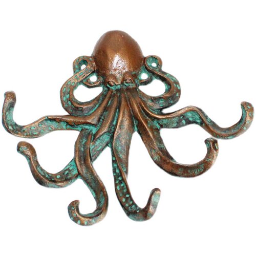 欧式铸铁章鱼六挂钩家居壁挂墙饰复古装饰玄关衣帽钥匙钩创意海洋