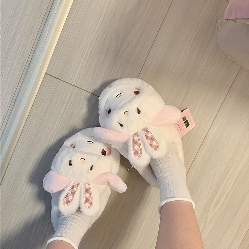 美乐蒂兔兔棉拖鞋女款秋冬季室内家居可爱棉拖加绒保暖厚底可外穿