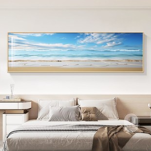 海边写实油画卧室装饰画床头挂画沙发大海风景酒店民宿海景房壁画