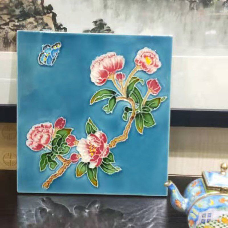 特色立体手绘瓷板画客厅装饰画过道玄关挂画壁饰