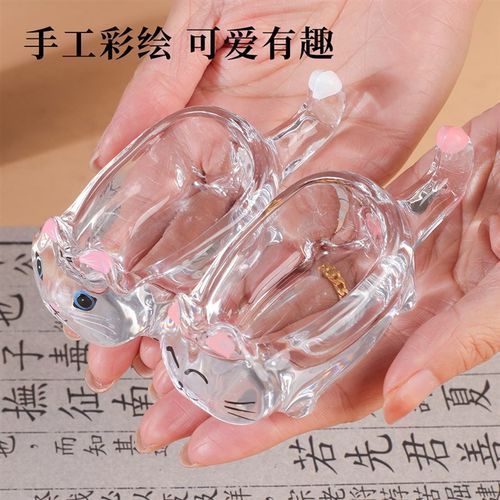 长书猫咪水晶玻璃墨碟创意多功能笔搁毛笔架初学者书法专用毛笔字