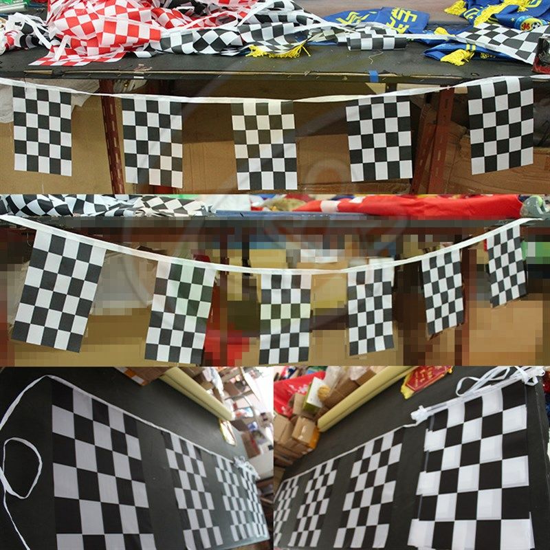格子串旗定制 F赛车吊旗小彩旗 卡丁车装饰挂旗布料面旗子订做