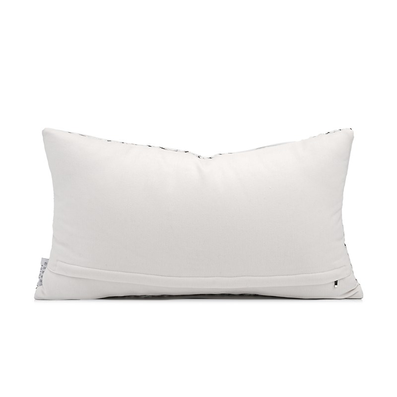 柏洛斯现代灰色棉麻折线编织条纹拼接样板间沙发靠垫腰枕