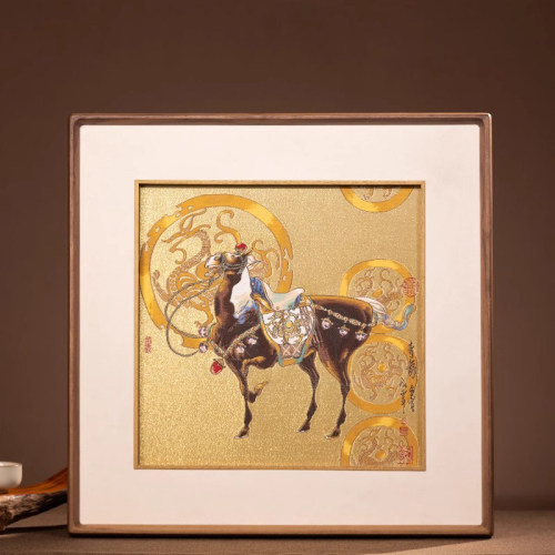 《神骏携辉》客厅装饰画新中式骏马书房壁画复古高级感办公室挂画