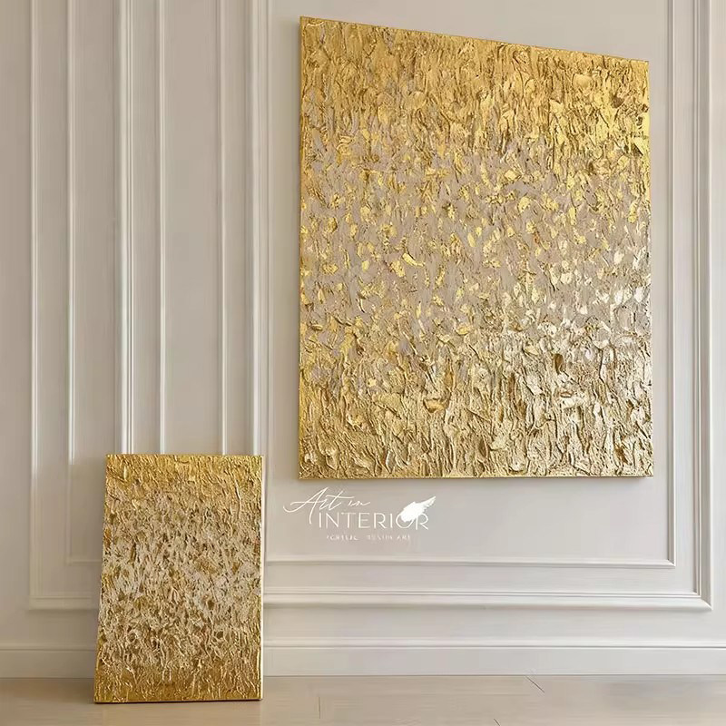 现代轻奢金箔肌理感抽象挂画简约玄关客厅装饰画高端大气艺术壁画
