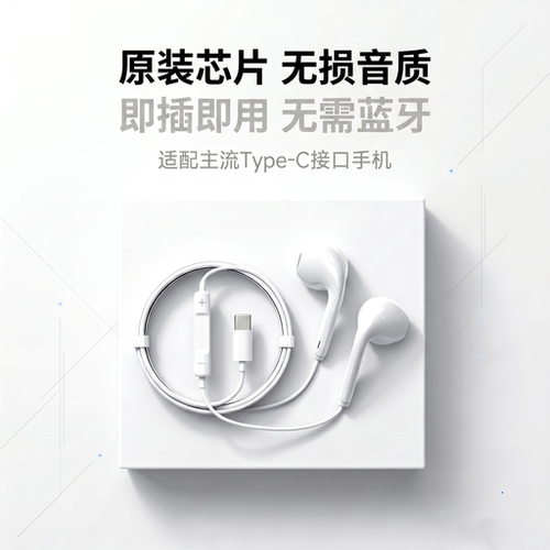 适用苹果iPhone17/16Pro耳机即插即用Type-C有线线控带麦原装耳机
