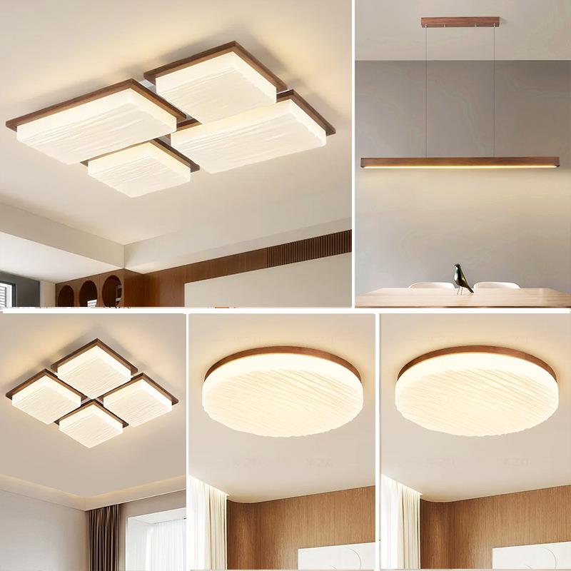 2024年新款北美胡桃木吸顶灯大厅主灯北欧现代简约大气客厅LED灯