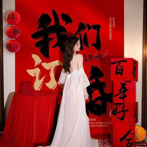 国风订婚结婚条幅超大喜字挂布氛围布置背景墙装饰全套新中式装饰