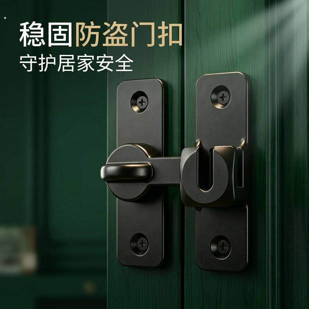 锁门神器免打孔插销化妆室阳台90度180度卡扣门扣门锁锁扣酒店