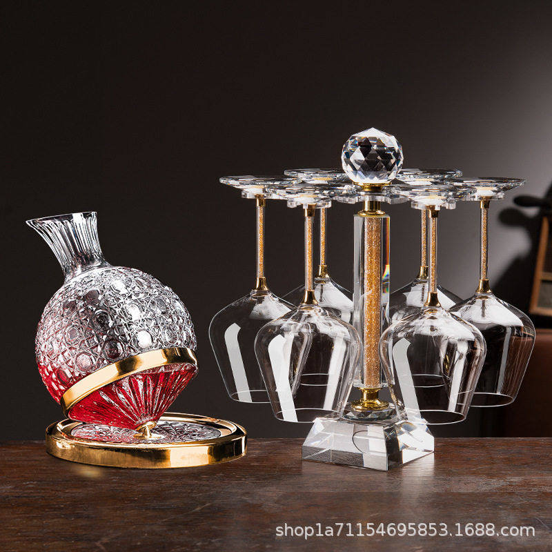 创意端红酒杯水晶玻璃脚杯家用商用酒杯旋转水晶杯架杯子套装,餐饮具,酒具套件,淘宝优惠券,粉丝福利购,淘宝优惠卷