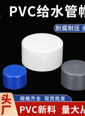 世方管业PVC国标给水管帽白色塑料堵头灰色保护盖蓝色堵水圆管