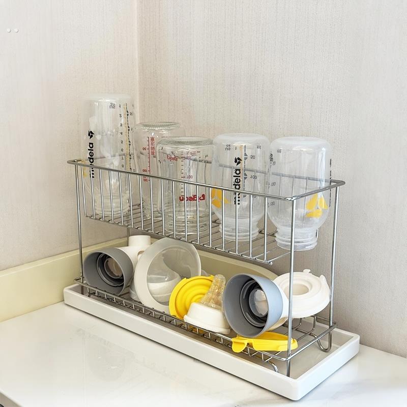 奶瓶沥水架干燥架晾干置物架双层收纳小型杯子水杯支架婴儿宝宝