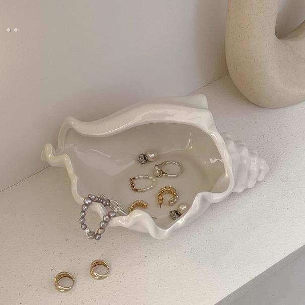 陶瓷海螺贝壳饰品收纳盘文艺家居装饰摆件ins玄关钥匙收纳托盘