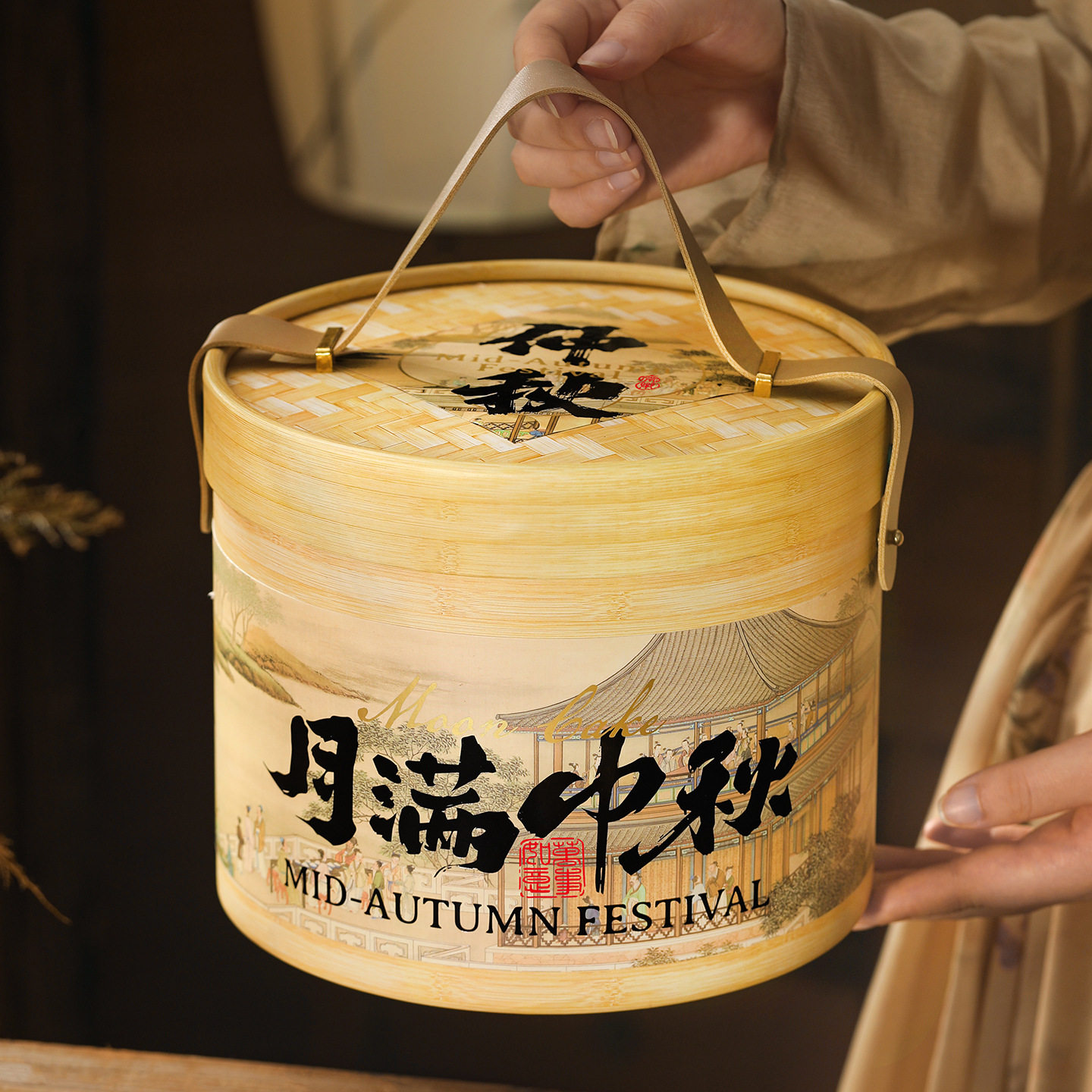 2026新款中秋月饼礼盒包装盒高档烘焙糕点蛋黄酥礼品盒手提抱抱桶