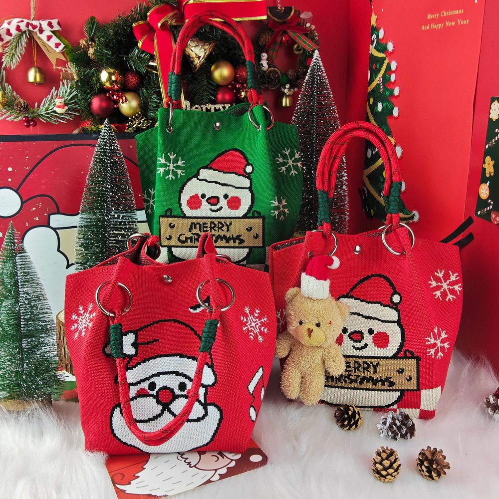 2025圣诞礼品针织手提包卡通圣诞