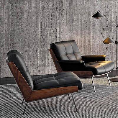 意式单人真皮沙发椅Daiki设计师轻奢靠背卧室阳台客厅休闲椅单椅
