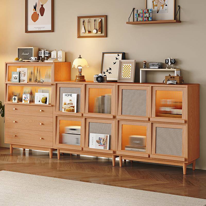 实木餐边柜靠墙一体五斗柜组合卧室储物柜樱桃木色客厅茶水置物柜