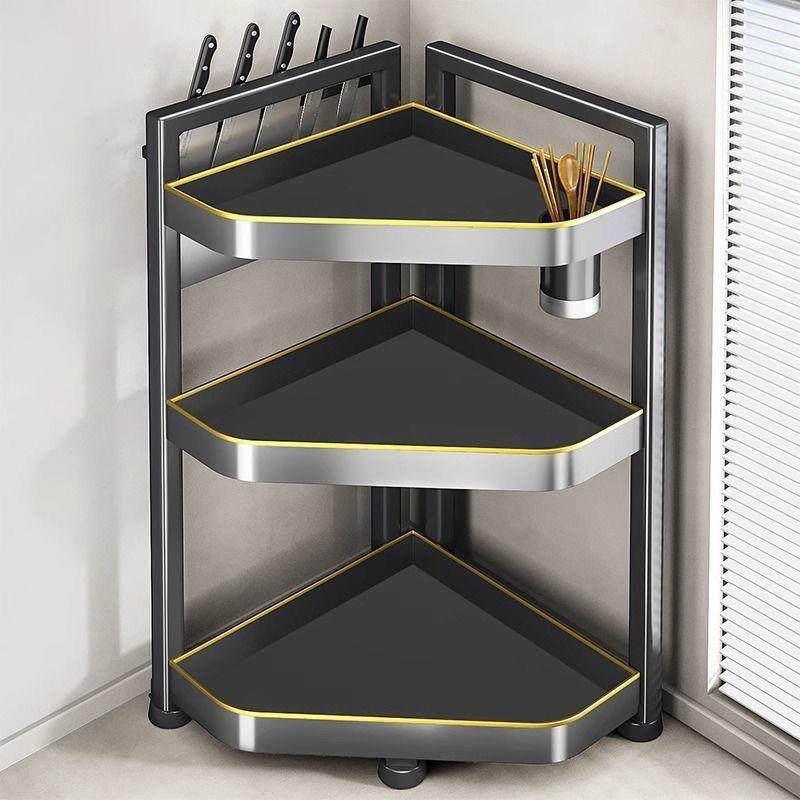 厨房转角置物架台面多功能盐油调料品调味罐收纳盒三角调料架子