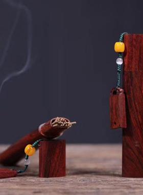 小叶紫檀旅行便携香盒新款檀香紫檀小巧一木挖制开盖式送礼收藏