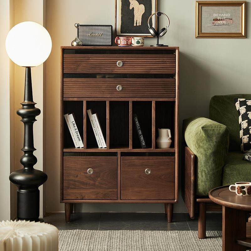 北美黑胡桃实木书柜客厅柜子北欧书架小户型储物柜沙发抽屉柜斗柜,电子/电工,接线端子,淘宝优惠券,粉丝福利购,淘宝优惠卷