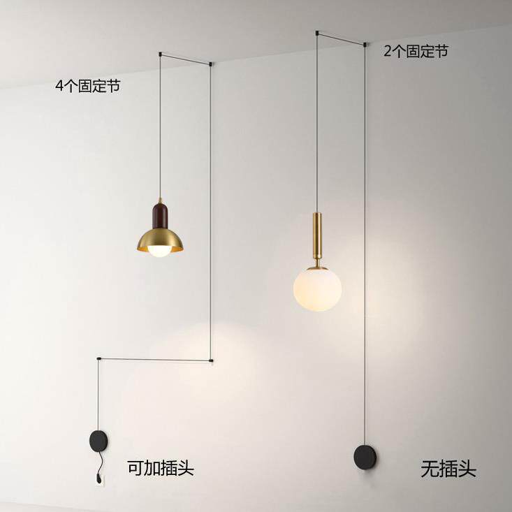 中山工厂极简北欧床头吊灯创意长线吊灯简约餐厅插电明线卧室灯