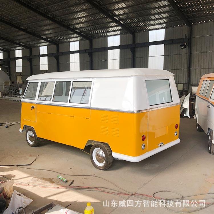 巴士车模型威四方可开动车顶升降商场美陈景区商业街售卖餐车