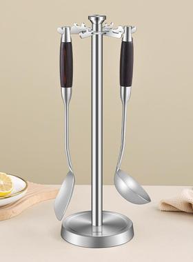 批锅铲置物架304不锈钢厨房挂铲子勺子挂架旋转台面厨具铲勺收纳