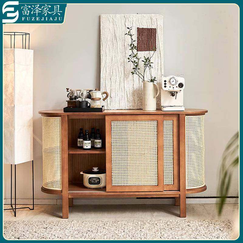北欧客厅靠墙实木柜子储物柜客厅家用白蜡木藤编多功能置物餐边柜,基础建材,脚轮/万向轮,淘宝优惠券,粉丝福利购,淘宝优惠卷