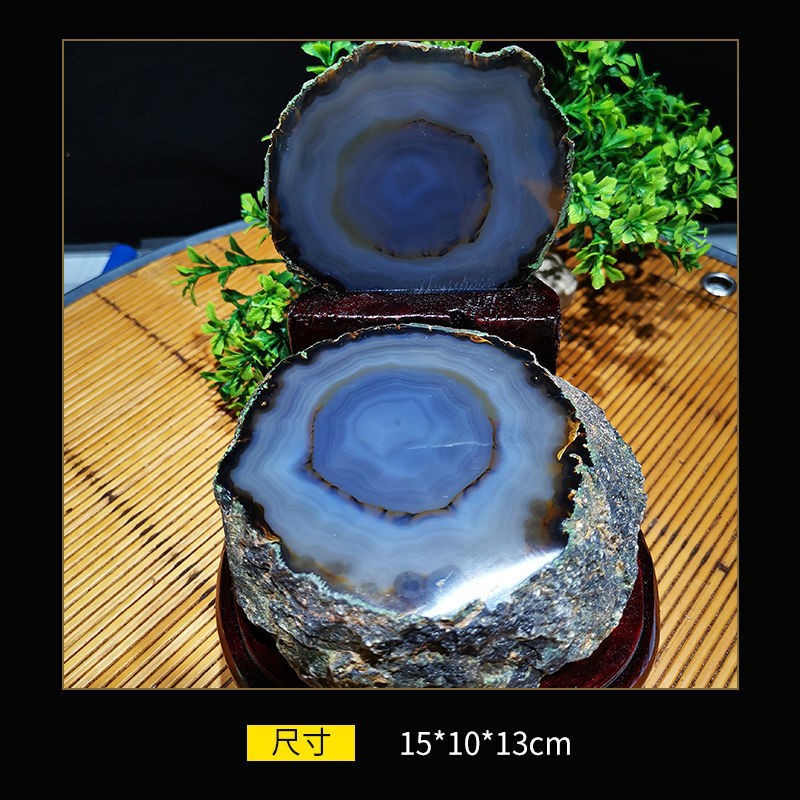 对切玛瑙石头 聚宝盆原石摆件 居家装饰