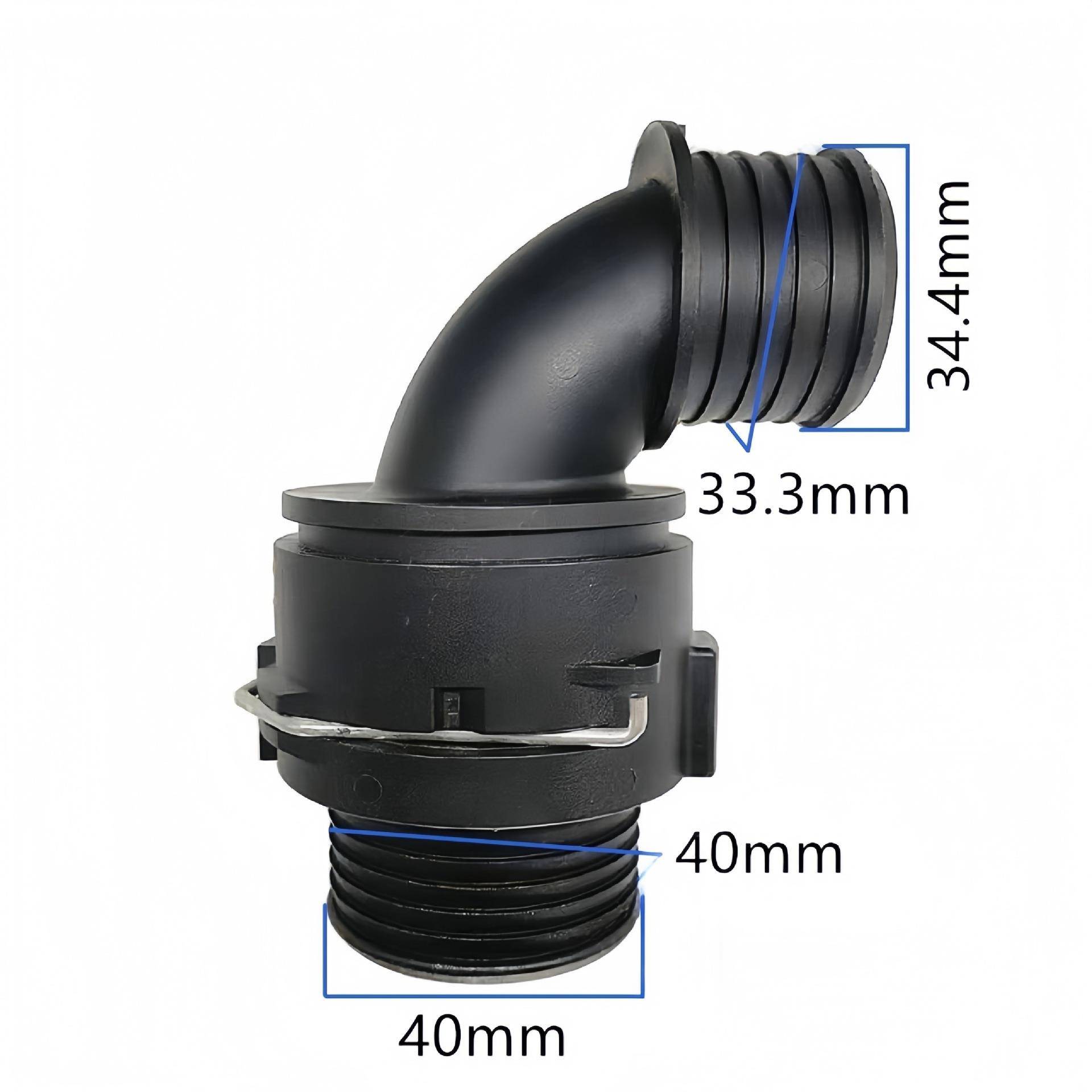 NW32接头38MM弯头冷却水管接头外径约40mm塑料黑色暖风管阴接头