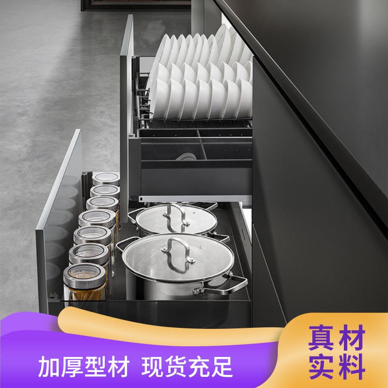 厨房碗盘收纳架碗碟拉篮抽屉式置物架橱柜内沥水抽拉碗篮内置碗架