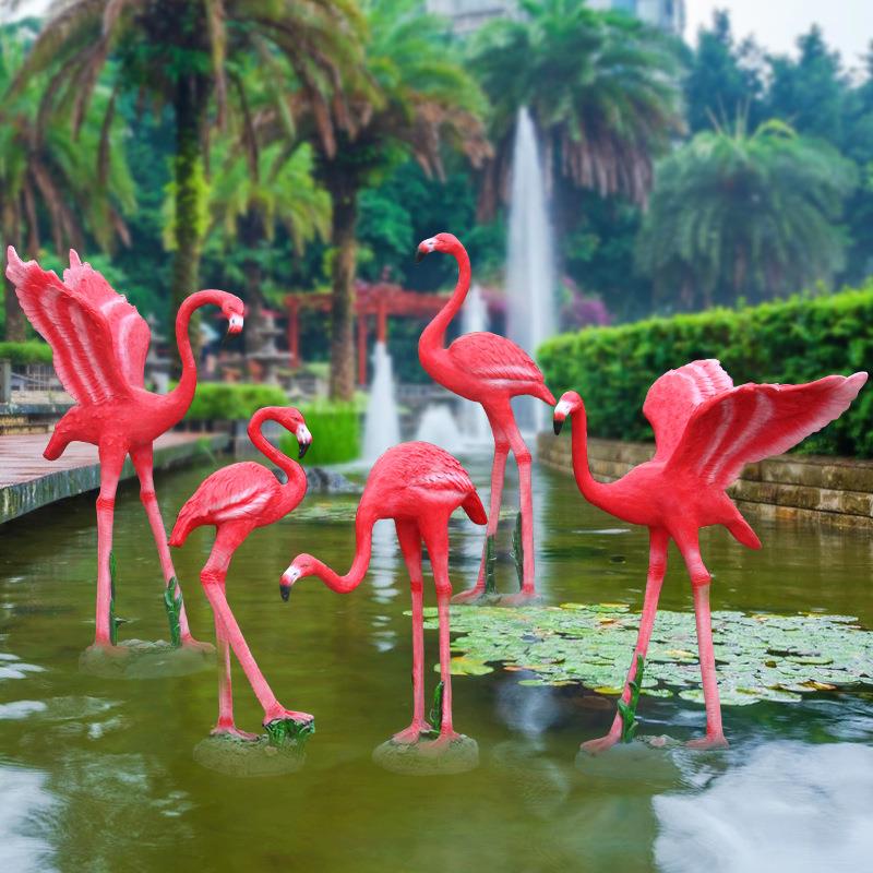 火烈鸟摆件园林雕塑玻璃钢仿真动物户外别墅幼儿园花园庭院装饰品