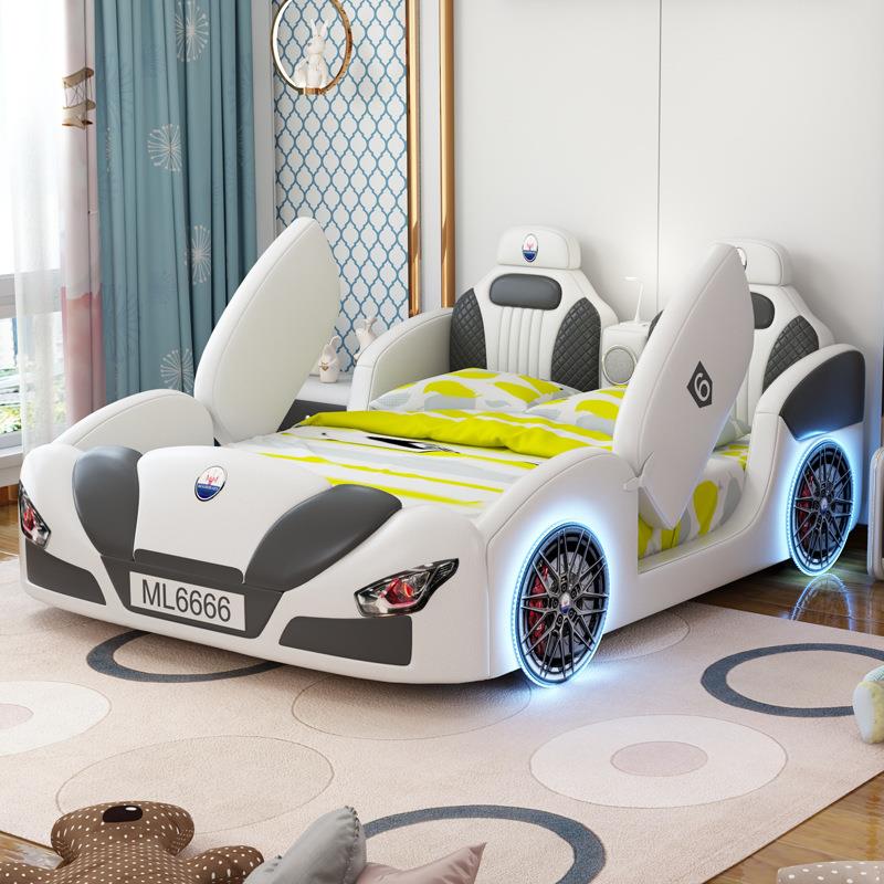 儿童床男童汽车床青少年学生1米5单人床创意卡通实木床赛车双人床