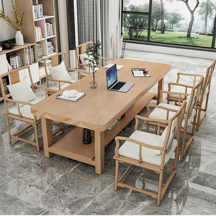 实木长桌子工作台家用客厅多人双层大书桌现代简约北欧画桌学习桌
