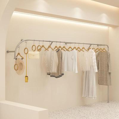 衣架落地服装店展示架挂衣杆不锈钢银色拉丝上墙架女装货架陈列架