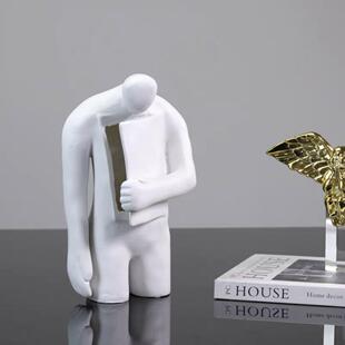 打开心扉简约抽象现代树脂人物摆件样板间售楼处客厅书房创意摆件