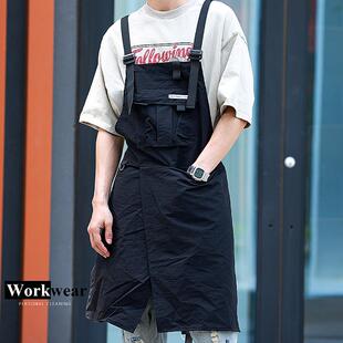 围裙工作餐厅理发师美甲美发化妆服务员男女工装可印logo工作服