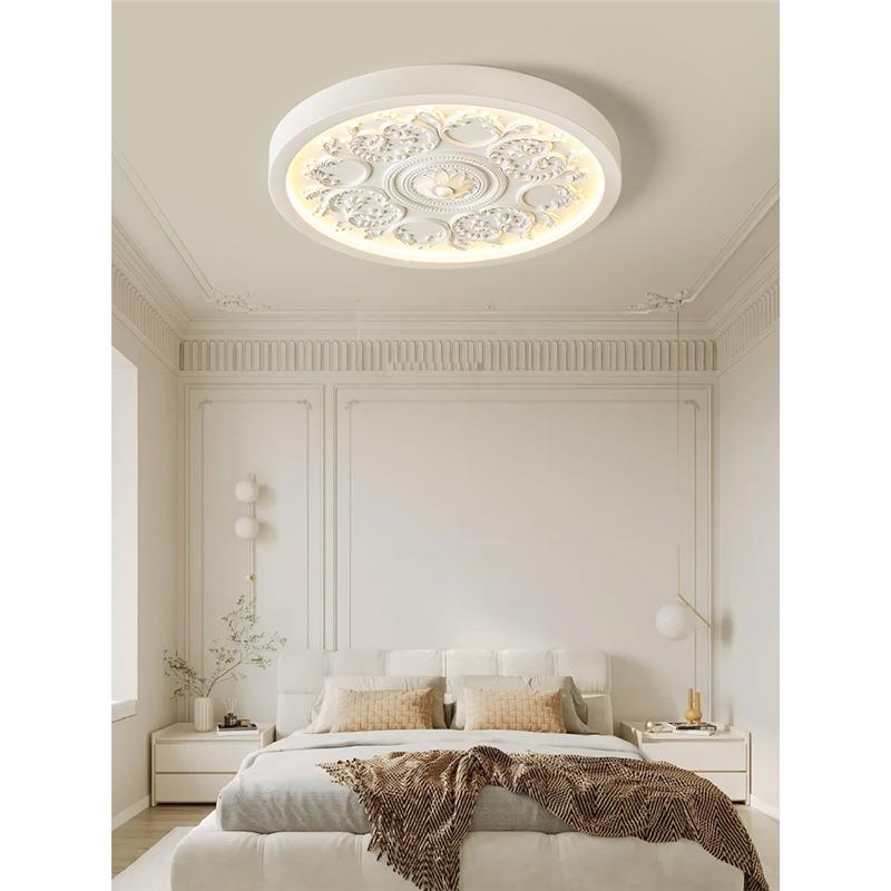 卧室灯吸顶灯法式奶油风设计师艺术雕刻主卧书房灯广东中山灯具