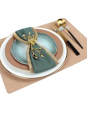 轻奢现代新中式餐盘套装样板实木餐桌饰品富绿陶瓷盘A